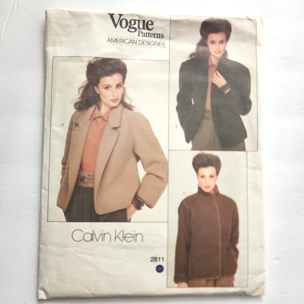 Vogue Vintage Sewing Pattern 2811 Designer Calvin Klein Size 12 UNCUT